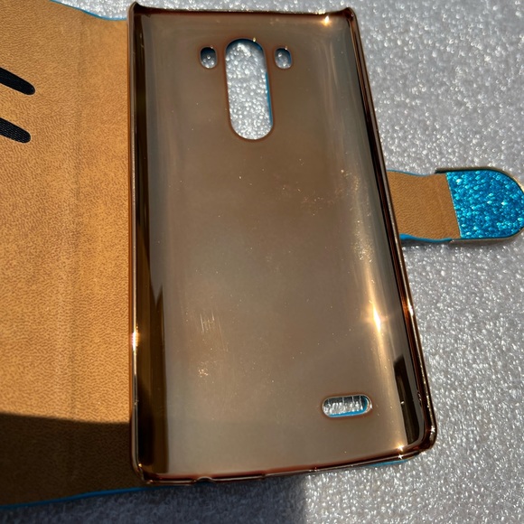 Blue Glitter Smooth Glossy Golden Sparkle Case for G3 Phone Folding Case Pretty - Picture 9 of 10